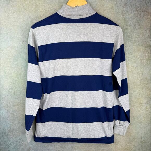 VTG 90s Polo Ralph Lauren Turtleneck Youth Sz L Striped Gray Blue - Picture 6 of 8